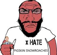 angry arm balding beard closed_mouth clothes fist glasses hair hand holding_object i_hate punisher_face red_skin soyjak subvariant:science_lover text tshirt variant:markiplier_soyjak // 878x848 // 386.6KB