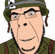 bbc card clothes glasses helmet m1_helmet military queen_of_spades smile smug soyjak stubble variant:cobson white_skin // 721x707 // 23.1KB