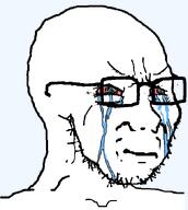 angry bloodshot_eyes closed_mouth crying glasses looking_to_the_right soyjak stubble subvariant:soyak_34 tear template transparent_background variant:soyak // 607x678 // 13.8KB