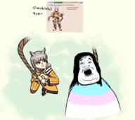 ack anime arm art belt brown_eyes clothes drawfag drawing female fist grey_hair hand holding_rope nia_(character) request rope smile stubble tranny transgender_flag variant:alicia xenoblade // 1744x1555 // 867.0KB