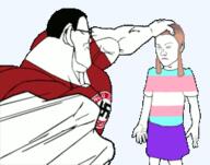 animated buff chud glasses hair open_mouth punch red_shirt skirt swastika tongue tranny variant:chudjak // 255x200 // 172.9KB