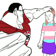 animated buff chud glasses hair open_mouth punch red_shirt skirt swastika tongue tranny variant:chudjak // 255x200 // 172.9KB