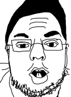 glasses hair meme nose open_mouth stubble teeth tongue variant:unknown winter // 394x539 // 67.7KB