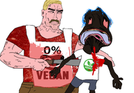 black_skin blond bloodshot_eyes buff butcher clothes distorted holding_object machete meat murder muscles mustache nigger pink_skin subvariant:perceptive_chud template:butcher two_soyjaks variant:bernd variant:chudjak vegan weapon // 3000x2100 // 1.4MB