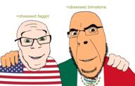 2soyjaks amerimutt brown_eyes flag:mexico flag:united_states friendship glasses green_eyes latino mexico no_more_brother_wars obsessed_brimstone obsessed_faggot obsession stubble tan_skin variant:cobson variant:feraljak white_skin // 1920x1220 // 321.4KB