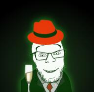 GNULinux closed_mouth clothes glass glasses glowie glowing hat necktie red_hat_(company) smile soyjak stubble suit variant:feraljak white // 1560x1533 // 1.1MB