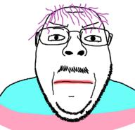 angry closed_mouth glasses hair merge purple_hair soyjak stubble tranny variant:bernd variant:gapejak // 1160x1125 // 118.7KB