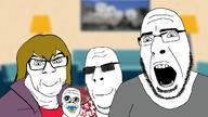 4soyjaks baby beard blurred_background clothes deformed family female glasses hair irl_background mount_rushmore mountain mustache open_mouth pacifier redraw smile smug soyjak stubble subvariant:female_feraljak subvariant:jacobson subvariant:nucob sunglasses united_states variant:a24_slowburn_soyjak variant:cobson variant:feraljak variant:gapejak variant:hot_sauce variant:markiplier_soyjak yellow_hair // 1784x1005 // 374.6KB