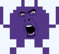 alien angry emoticon glasses open_mouth purple purple_skin series:soymoji soyjak space_invaders stubble variant:cobson // 700x642 // 9.7KB