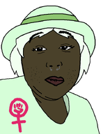 brown_skin clothes crystal_cafe eyelashes female feminism freckles green_hair green_shirt hat nose_piercing shitskin subvariant:hunky_twink_sex_machine subvariant:scott trend:slopjak variant:alicia // 592x720 // 13.8KB