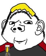 badge closed_mouth clothes ear hair nate smile soot_colors soyjak variant:ishish_soyak_ears yellow_hair // 598x724 // 37.2KB