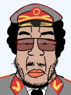 berber cap closed_mouth clothes curly_hair dictator glasses hat libya military_uniform muammar_gaddafi mustache necktie stubble subvariant:chudplier sunglasses transparent_background variant:chudjak variant:markiplier_soyjak // 600x800 // 52.9KB