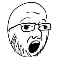 glasses open_mouth soyjak stubble variant:unknown // 600x600 // 49.2KB