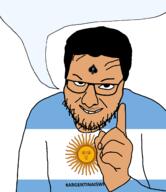argentina big_head brown countrywar glasses grin hair hand pointing queen_of_spades smile smug spade speech_bubble stubble tattoo text variant:interjak vein white_background // 1389x1605 // 184.4KB