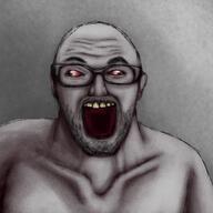 art bloodshot_eyes cross_eyed drawfag drawing ear glasses open_mouth rotten_teeth soyjak stubble variant:cirrus // 3000x3000 // 8.4MB
