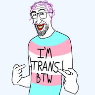 glasses lipstick pointing smile soyjak stubble tranny variant:anthony // 800x800 // 33.3KB