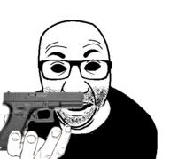 clothes glasses gun hand perro_hold soyjak stubble variant:el_perro_rabioso // 430x400 // 83.6KB