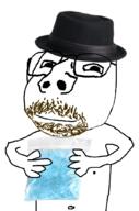 arm bag beard breaking_bad brown_beard closed_mouth clothes distorted drugs glasses goatee hand happy hat holding_object methamphetamine smile soyjak subvariant:scholar tv_show variant:gapejak walter_white // 676x1021 // 206.3KB