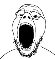 glasses open_mouth soyjak stubble variant:isaac // 533x567 // 5.6KB