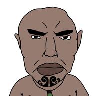angry arm brown_skin closed_mouth ear maori new_zealand soyjak subvariant:chudjak_front tattoo variant:chudjak // 1080x1080 // 56.9KB