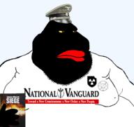 atomwaffen_division black_skin brown_eyes closed_mouth clothes fat hat james_mason national_vanguard nazism order_of_nine_angles red_lips siege tshirt variant:meximutt waffenss yellow_sclera // 1675x1583 // 482.3KB