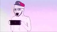 angry animated bloodshot_eyes cap clothes crying gigachad glasses hand hands_up hat irl_background large_eyebrows mario nintendo nintendo_switch open_mouth punch sniffing soyjak steam_deck stretched_mouth stubble text trash_can variant:soyak variant:wojak video video_game yuzu_(emulator) // 768x432, 17s // 2.2MB