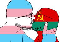 2soyjaks alternate closed_eyes communism flag flag:transgender_pride_flag flag:transnistria gay glasses hammer_and_sickle hand happy homosexual kiss kissing lips love moldova mustache pun side_profile soviet_union soyjak stubble subvariant:flarteyejak transnistria variant:fisheyejak variant:flartson // 966x682 // 34.3KB