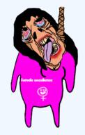 arm bloodshot_eyes crying deformed female feminism femjak full_body glasses hair hand hanging leg makeup open_mouth rope soyjak stubble subvariant:brunetto suicide text tongue tumblr variant:bernd yellow_teeth // 229x359 // 47.7KB