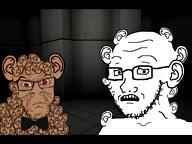 2soyjaks angry bald big_ears bloodshot_eyes bowtie closed_mouth concerned dark deformed door ear frown glasses hallway imminent_death looking_at_viewer looking_at_you multiple_ears ominous op_is_a_retarded_lazy_faggot_for_not_tagging_his_own_shit open_mouth red_eyes scared scary scp-1048 scp-1048-a scp_-_containment_breach scp_foundation soyjak stubble subvariant:soyak_(concerned) teddy_bear teeth variant:feraljak variant:soyak video video_game worried // 1600x1200, 130s // 20.0MB