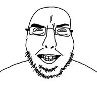 alternate closed_mouth glasses grin soyjak stubble variant:cobson // 614x539 // 9.6KB