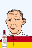 1864 alcohol bottle closed_mouth clothes ear flag flag:north_ossetia hair neutral north_ossetia russia smirnoff soyjak text track_suit transparent transparent_background variant:kuzjak vodka white_skin // 810x1192 // 117.5KB