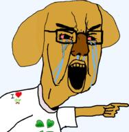 4chan anime crying dog hair i_love janny open_mouth pointing soyjak variant:chudjak yellow_skin yotsoyba // 916x934 // 47.6KB