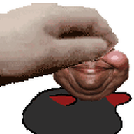 animated blushing brown_skin character:hunky fat gift hand meta:op_took_a_selfie_of_xerself nate shitskin smile subvariant:fat_alicia subvariant:hunky_twink_sex_machine variant:alicia white_background yellow_hair // 128x128 // 31.8KB