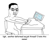 3soyjaks angry arm bloodshot_eyes blush clothes comic comic_sans computer crying deformed doctor dr_impstein ear fail full_body glasses hair hand leg open_mouth pissbaby pointing pointing_at_viewer screen smile smug soyjak soyjak_party subvariant:emmanuel subvariant:wholesome_soyjak text tshirt variant:chudjak variant:gapejak variant:impish_soyak_ears // 1249x1000 // 827.9KB