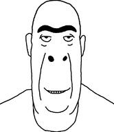bald ear glasses looking_at_you monochrome shaved smile soyjak subvariant:jobson thick_eyebrows unibrow variant:cobson white_background // 700x809 // 8.8KB