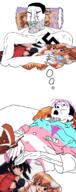 2soyjaks anime beard bed clothes glasses hair hikari open_mouth pink_hair sleeping soyjak stubble tranny variant:chudjak variant:unknown // 593x1500 // 605.6KB