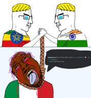 4chan ack alliance bitch black_skin blue_eyes crying ethiopia faggot flag:ethiopia flag:india flag:italy friendship india indian indiaryan int_(4chan) italy op_is_a_mindbroken_pajeet_retard_who_is_obsessed_with_itaryans red_eyes rope side_profile team tranny trend:aryan ugly variant:bernd variant:chudjak war white_skin yellow_hair // 1554x1677 // 234.1KB