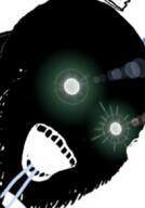 black_skin drool glowing_eyes green_eyes inverted open_mouth soyjak stubble thougher variant:soyak // 600x859 // 325.0KB