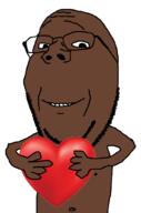 arm black_skin glasses hand heart holding_heart holding_object nipple smile soyjak stubble subvariant:wholesome_soyjak variant:gapejak // 676x1021 // 96.2KB