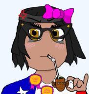 angry award brown_skin chile chimarrão clothes country cup flag flag:chile glasses holding_object pink_chud ribbon ribbon_(namefag) sip soyjak_party straw variant:soytan // 659x697 // 64.5KB