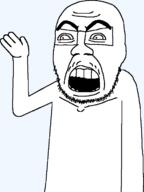 artist:keys eyebrows feralrants glasses hand_up raised_hand rantsona soyjak stubble subvariant:feralrants variant:feraljak // 557x743 // 19.2KB