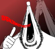 bald brimstone distorted faded finger glasses gradient hand open_mouth red red_background redtext stubble text variant:cobson // 800x720 // 251.7KB