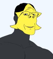 black_skin buff ear gigachad glasses happy juaco_(user) looking_at_you muscular_male smile variant:gapejak variant:gigson yellow_skin // 680x762 // 56.1KB