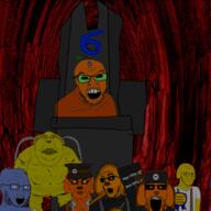 6 admin admin_6 award demon discord dog doom_(game) fat fdl froot glowing janny mancubus_(doom) military_cap obese paper pencil pph subvariant:meximutt_front4 subvariant:soyak_(smug) subvariant:steve_chuds throne trend:glowie variant:chudjak variant:comicjak variant:feraljak variant:markiplier_soyjak variant:meximutt variant:soyak // 1024x1024 // 1.1MB