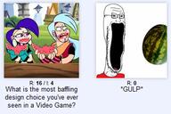 4chan cartoon eating glasses open_mouth screenshot smile soyjak stretched_mouth stubble subvariant:soyak_soymilk variant:soyak video_game watermelon // 342x228 // 89.4KB