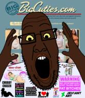 bbw bbw-chan bigcuties brown_skin deviantart fat fat_fetish feeder_fetish glasses hand hands_up i_love looking_at_you meta:pornographic_content open_mouth stubble stufferdb variant:ppp variant:ronald warning yellow_sclera // 1513x1753 // 1.4MB