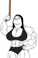 buff eye_shadow female girl hair holding_rope looking_at_you makeup meta:h3k_fears_her muscular_female rope smile subvariant:annabelle subvariant:wholesome_soyjak teeth variant:gapejak // 1024x1536 // 265.1KB