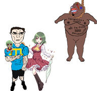 Astrofene_(namefag) Warrior-Z(user) allah anime brown_hair crimean_tatar fat flag:crimean_tatar fumo gynaecomastia hanging kazami_yuuka obese rope subvariant:unbotheredchud touhou variant:chudjak variant:meximutt video_game // 1800x1700 // 948.3KB