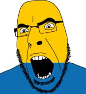 country flag flag:opole full_head glasses hair looking_to_the_right open_mouth opole poland soyjak stubble teeth text variant:cobson voivodeship // 721x789 // 19.6KB