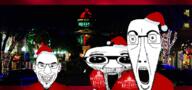 3soyjaks christmas clothes ear glasses hat irl_background night oh_my_god_she_is_so_attractive open_mouth santa_hat soyjak stubble texas text variant:cobson variant:el_perro_rabioso variant:susjak // 1200x560 // 1.1MB